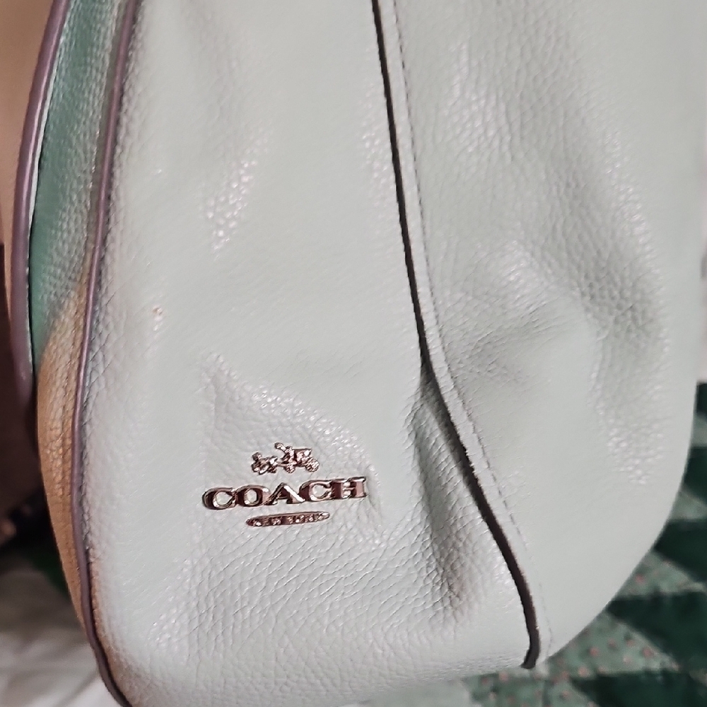Coach Mint Green Leather Shoulder Bag with Turn-Lock - Picture 7 of 11